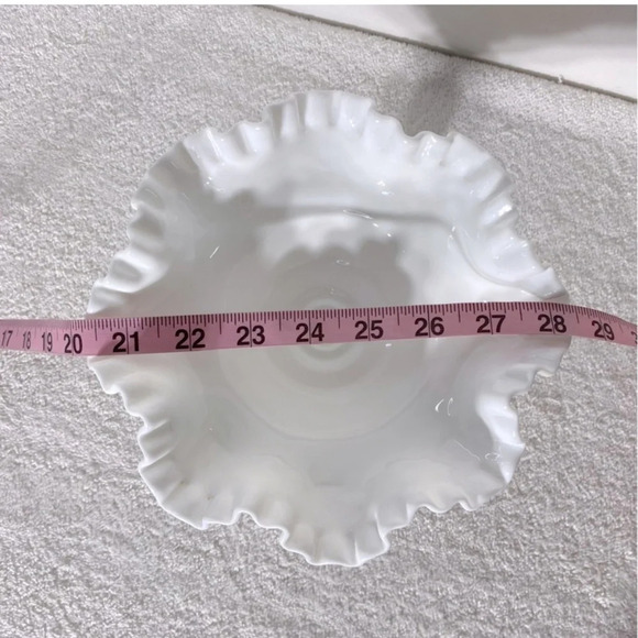 Vintage Fenton Milk Glass Hobnail Ruffle Edge Pedestal Compote Candle Holder - Picture 15 of 15